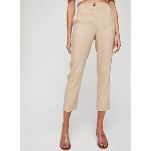  Aritzia Wilfred Cherice Black Linen Blend Trouser